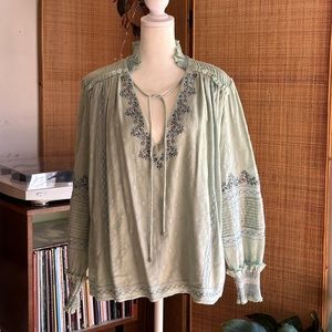 Jonathan Simkhai mock neck blouse seafoam M